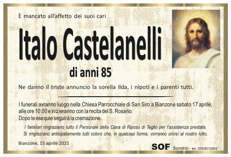 necrologio Castelanelli Italo