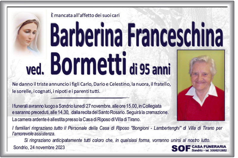 necrologio Franceschina Barberina