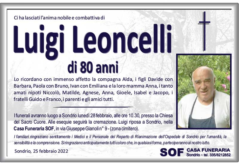 necrologio Leoncelli Luigi