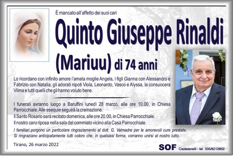 necrologio Rinaldi Quinto Giuseppe