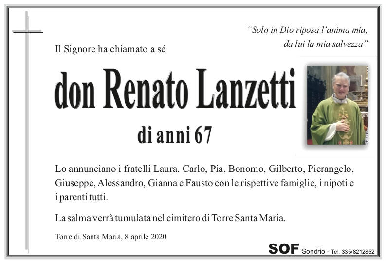 necrologio Don Lanzetti Renato