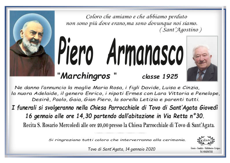 necrologio Armanasco Piero