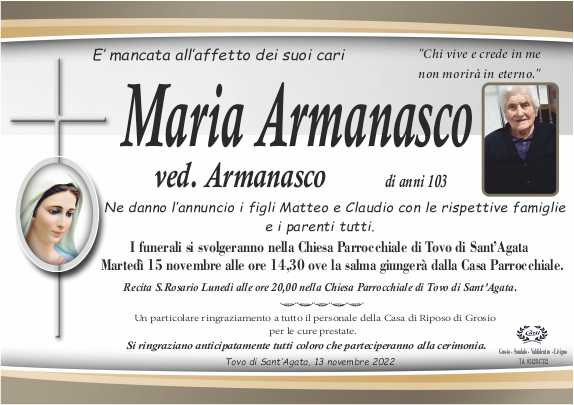 NECROLOGIO ARMANASCO MARIA CLASSE 1919