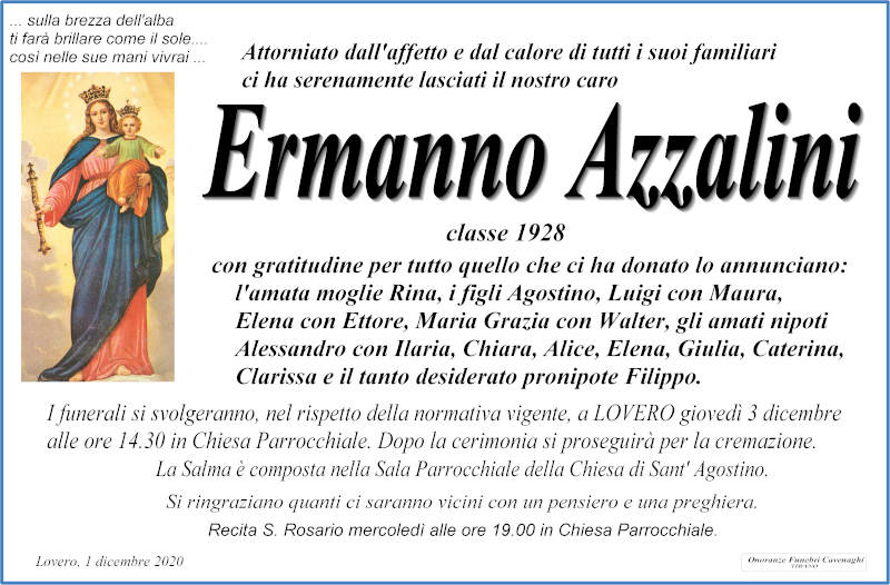 necrologio Azzalini Ermanno