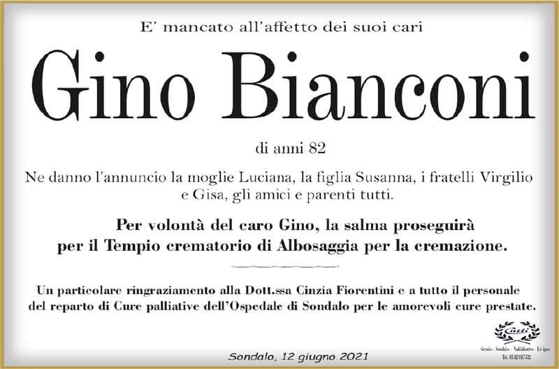 necrologio Bianconi Gino