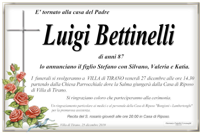 necrologio Bettinelli Luigi