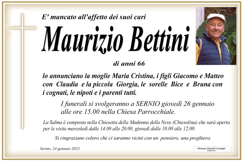 Necrologio Bettini Maurizio
