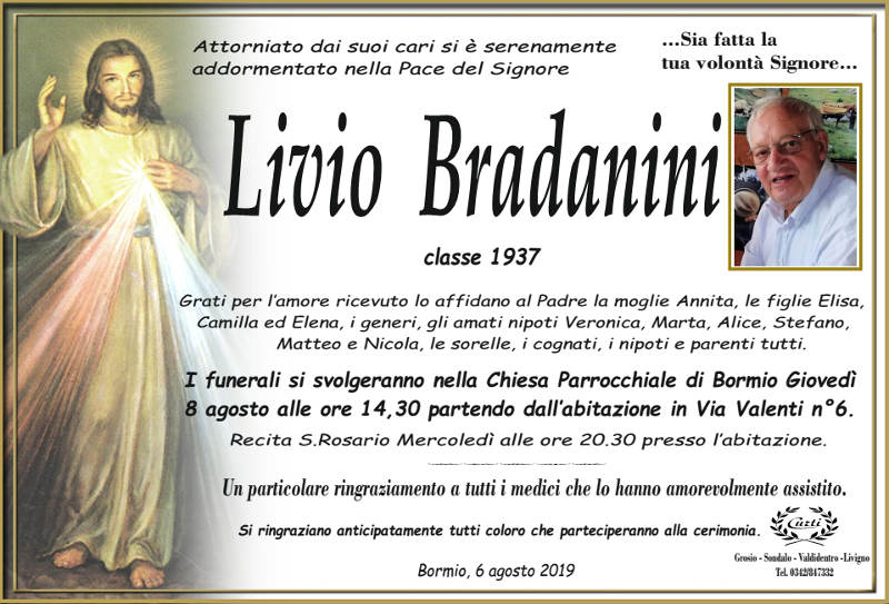 necrologio Bradanini Livio