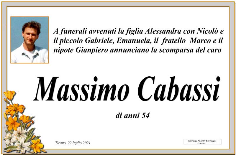 necrologio Cabassi Massimo
