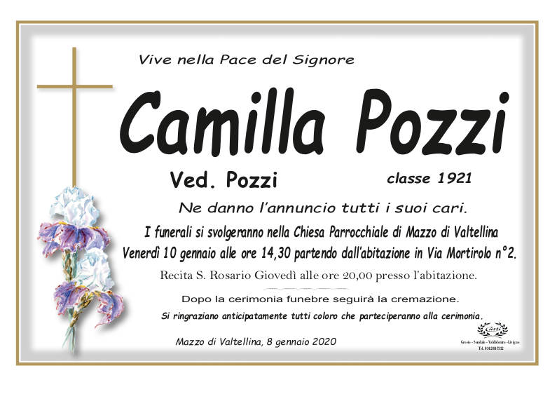 necrologio Pozzi Camilla