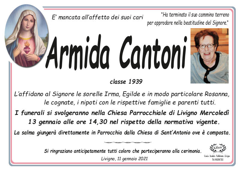 necrologio Cantoni Armida
