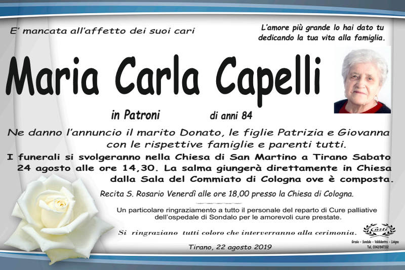 necrologio Capelli Maria Carla