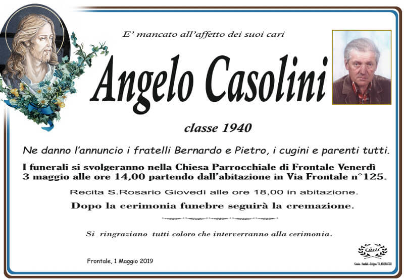 necrologio Casolini Angelo