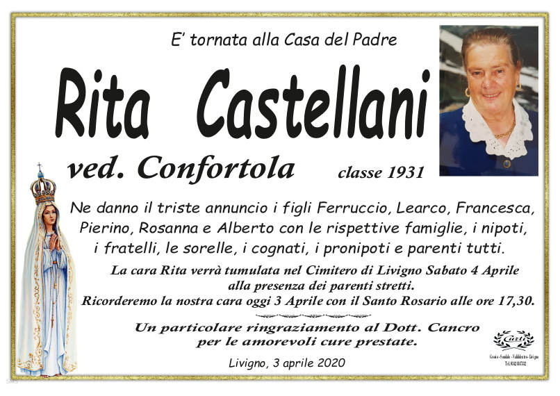 necrologio Castellani Rita