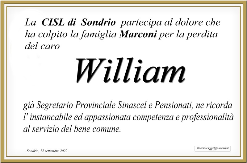 CISL Sondrio per Marconi William