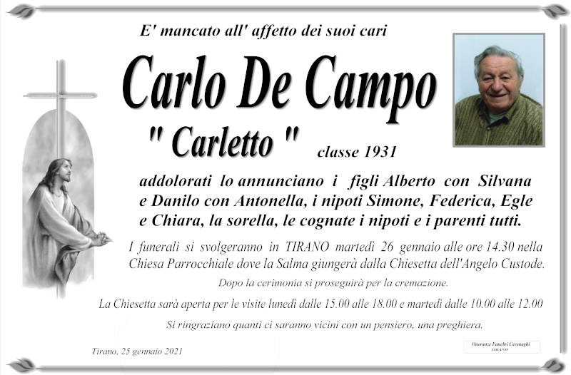 necrologio De Campo Carlo