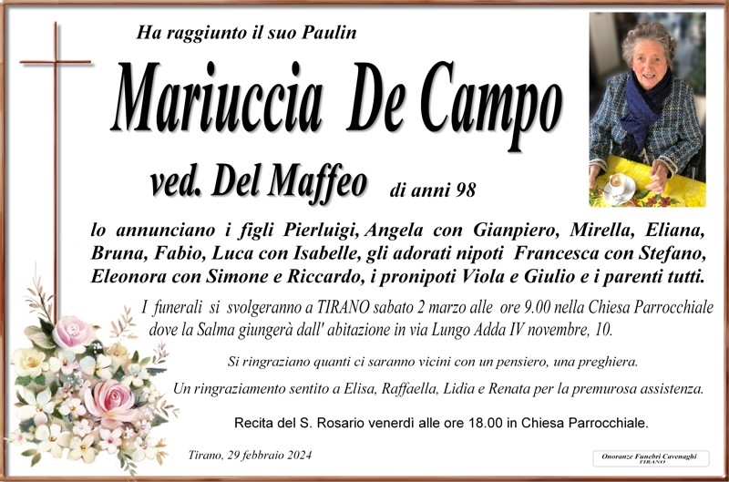 Necrologio De Campo Mariuccia
