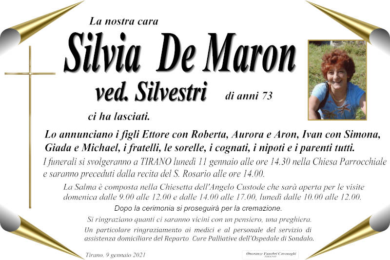necrologio De Maron Silvia