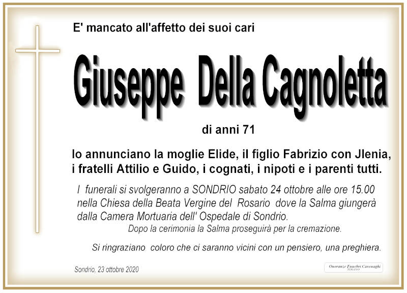 necrologio Della Cagnoletta Giuseppe