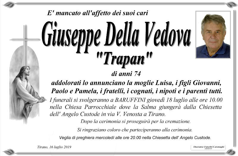 necrologio Della Vedova Giuseppe
