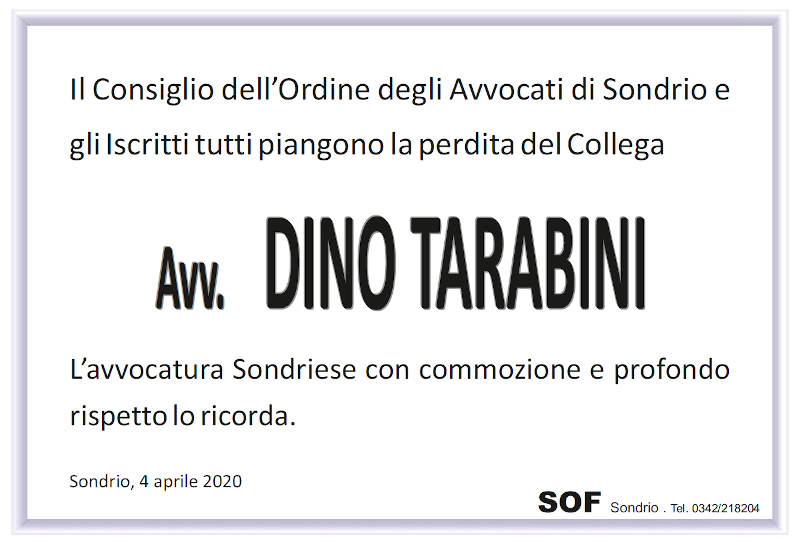 partecipazione Avv. Dino Tarabini