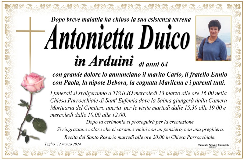 Necrologio Duico Antonietta