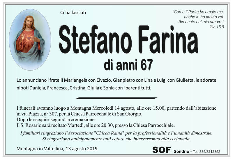 necrologio Farina Stefano