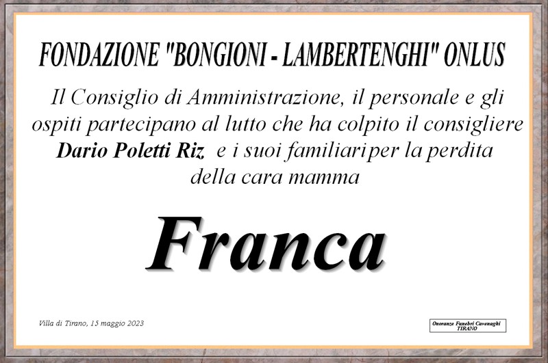 /Fondazione "Bongioni-Lambertenghi" per Franca Biancotti