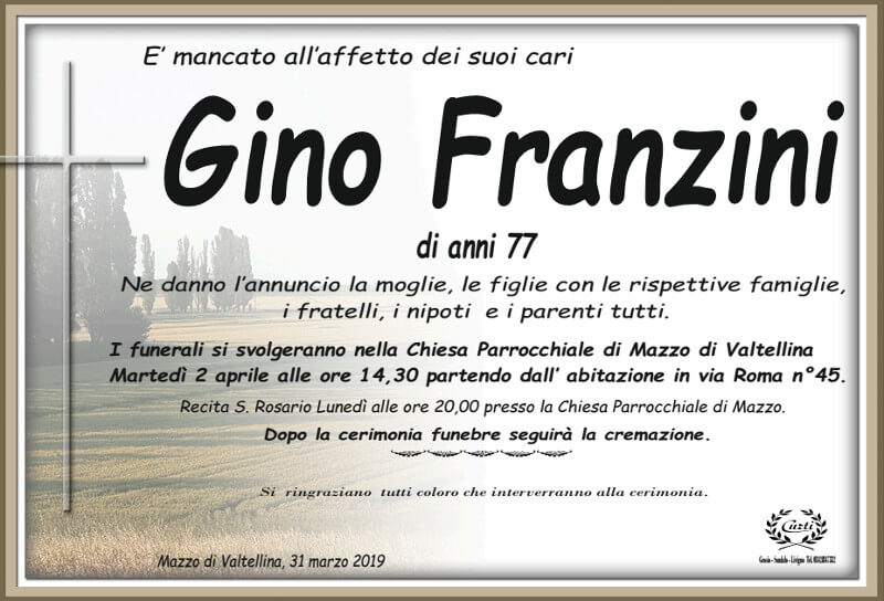 necrologio Franzini Gino