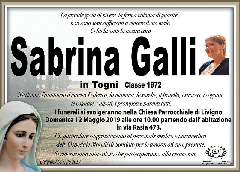 necrologio Galli Sabrina