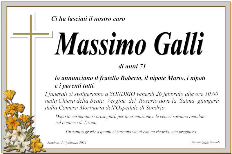 necrologio Galli Massimo