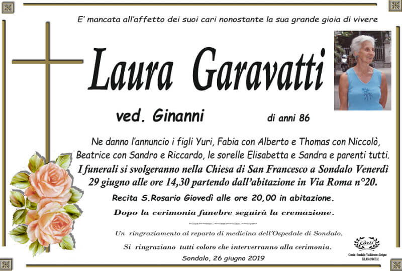 necrologio Garavatti Laura