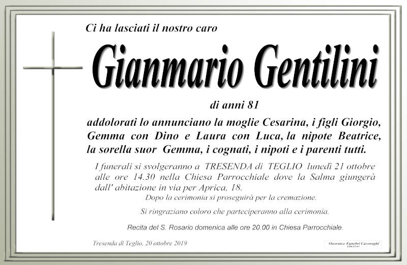 necrologio Gentilini Gianmario