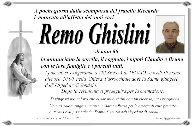 necrologio Ghislini Remo