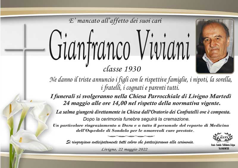 necrologio Viviani Gianfranco