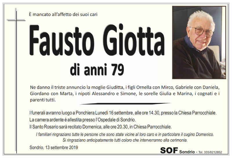 necrologio Giotta Fausto