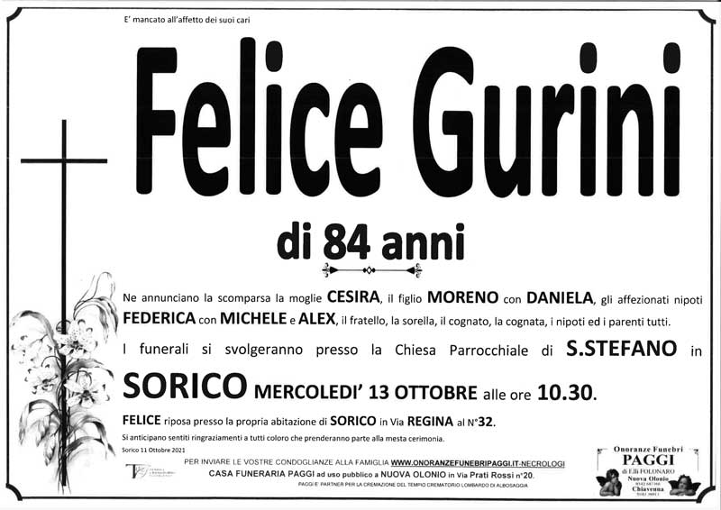 necrologio Gurini Felice