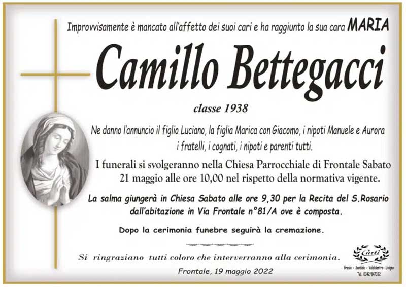 necrologio Bettegacci Camillo