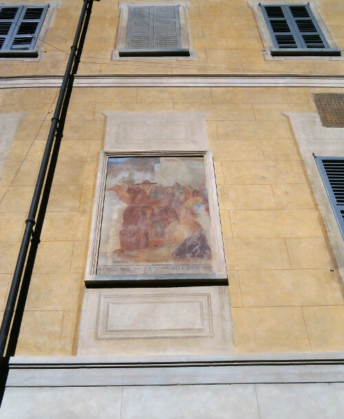 /Tirano, affresco di Antonio Caimi sulla facciata di palazzo Torelli