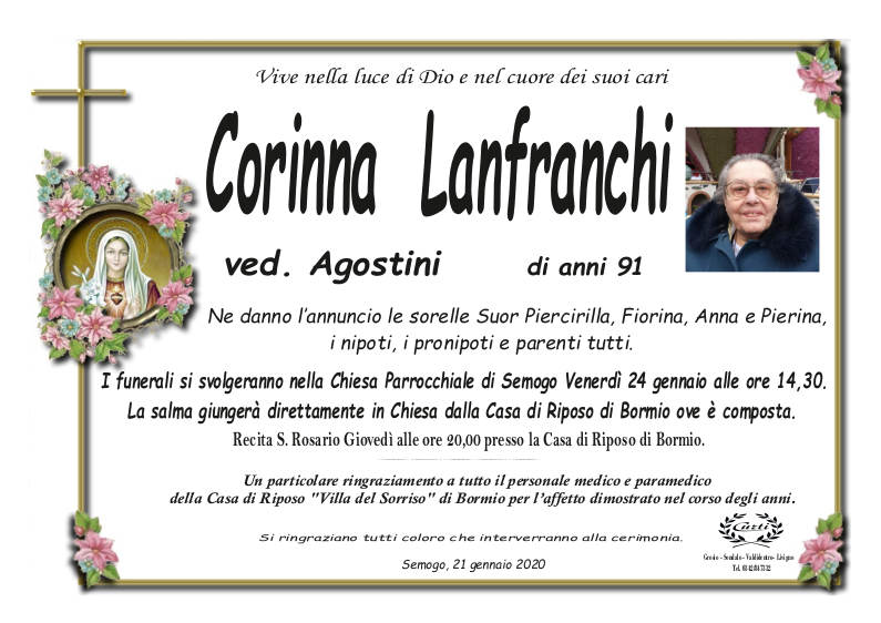 necrologio Lanfranchi Corinna