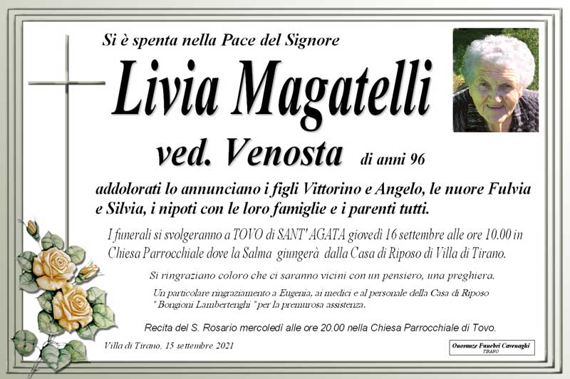 necrologio Magatelli Livia