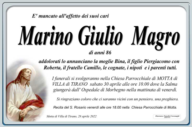 necrologio Magro Marino Giulio