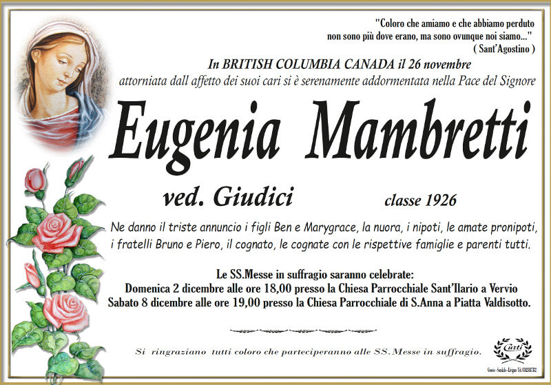 necrologio Mambretti Eugenia