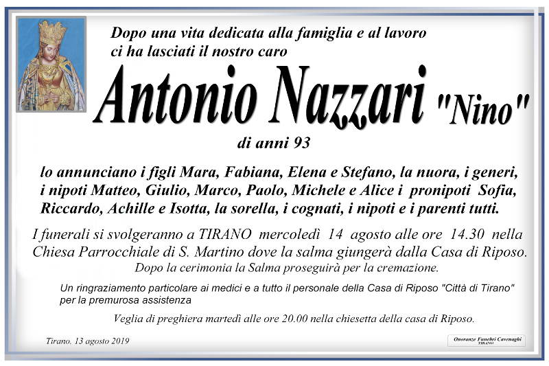 necrologio Nazzari Antonio
