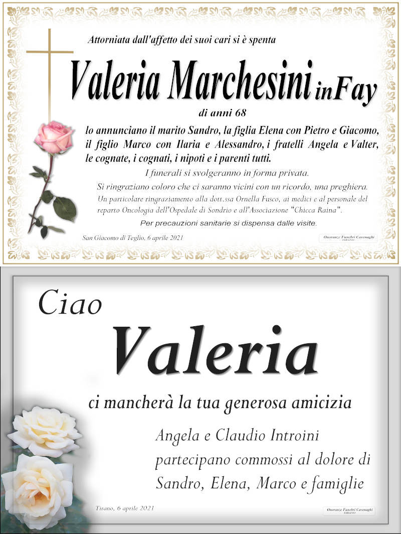 Marchesini Valeria necrologio