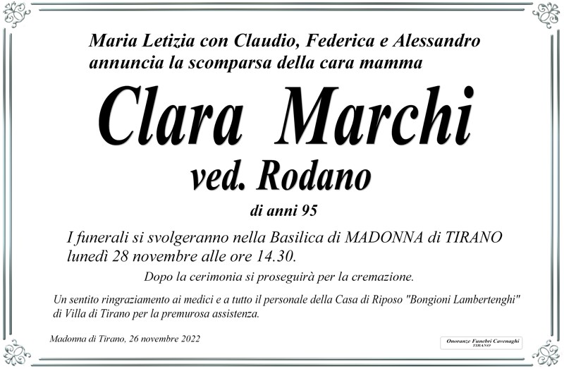 Necrologio Marchi Clara