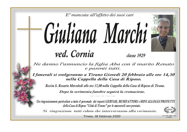 necrologio Marchi Giuliana