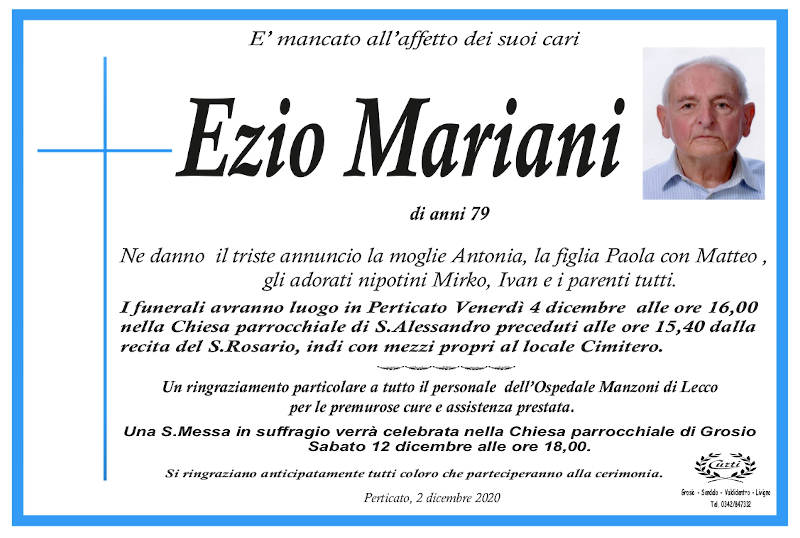 necrologio Mariani Ezio