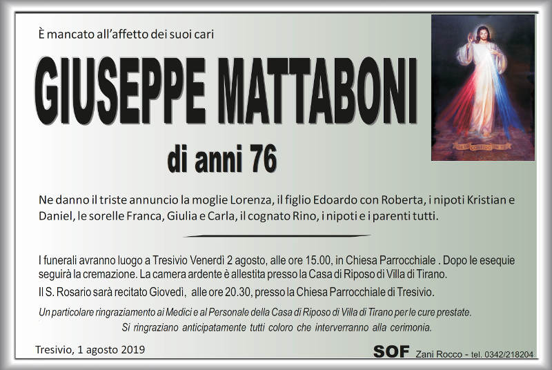 necrologio Mattaboni Giuseppe