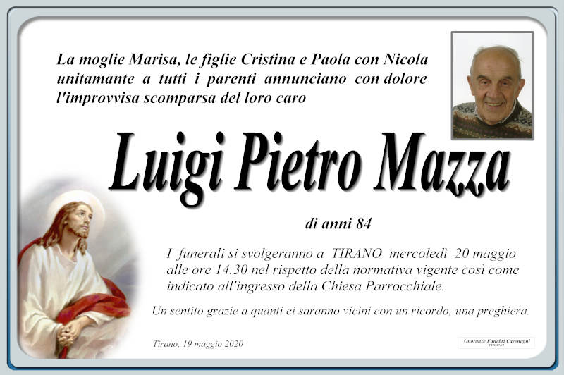 necrologio Mazza Luigi Pietro